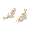 Brass & Clear Glass Flower Links Connector Charms X-KK-H482-16G-2