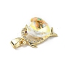 Real 18K Gold Plated Rack Plating Brass Micro Pave Clear Cubic Zirconia Pendants KK-C015-22G-10-2