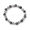 Natural Larvikite Round Beads Stretch Bracelets BJEW-JB12343-03-2