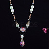 Alloy & Porcelain Teardrop Pendant Beaded Necklaces for Women FS-WG9463F-01-1