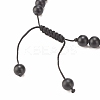 Natural Obsidian & Synthetic Hematite Braided Bead Bracelet with Cubic Zirconia BJEW-JB08117-02-5
