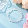 Natural Selenite Round Beads Stretch Bracelets for Men Women BJEW-JB12236-1