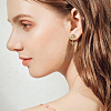 8Pcs 4 Style Flat Round with Flower Brass Micro Pave Clear Cubic Zirconia Stud Earrings Findings KK-DC0002-90-5