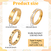 6Pcs 6 Style 201 Stainless Steel Hollow Roman Numerals Finger Ring Set with Rhinestone RJEW-AN0001-21-2