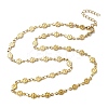 304 Stainless Steel Textured Flower Link Chain Necklaces NJEW-Z084-01G-4
