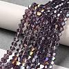 Transparent Electroplate Glass Beads Strands GLAA-F029-4mm-A04-4