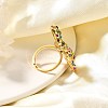 Bowknot 304 Stainless Steel Rhinestone Cuff Rings for Women RJEW-A058-01C-G-5
