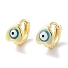 Real 18K Gold Plated Brass Enamel Evil Eye Heart Hoop Earrings for Women EJEW-L269-120G-2