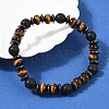 Tiger Eye with Hematite Partition and Lava Beaded Stretch Bracelets for Women Men BJEW-Q031-02A-2