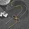 PVD Vacuum Plating 304 Stainless Steel Bowknot Pendant Round Snake Chain Necklaces for Women NJEW-Z044-10G-1