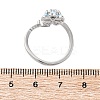Brass Micro Pave Clear Cubic Zirconia Cuff Rings for Women LS-RJEW-C118-09P-5
