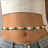 Summer Beach Dyed Synthetic Turquoise Starfish & Natural Cowrie Shell Beaded Belly Chains WG33282-03-1
