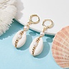 Natural Shell & Pearl Dangle Leverback Earrings EJEW-JE05434-2