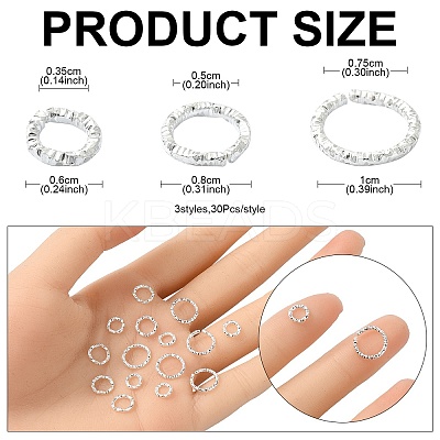 90Pcs 3 Styles Iron Open Jump Rings IFIN-YW0003-36-1