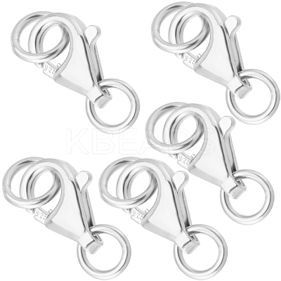 Anti-Tarnish 5Pcs Rhodium Plated 925 Sterling Silver Lobster Claw Clasps STER-BBC0006-22-1
