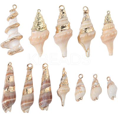 20Pcs 5 Styles Electroplate Shell Shapes Pendants SHEL-SC0001-58-1