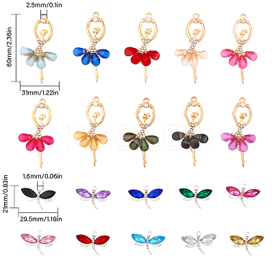 40Pcs 20 Styles Alloy Resin Big Pendants FIND-CA0006-81-1