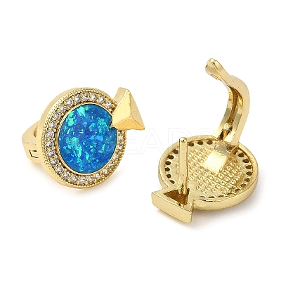 Rack Plating Brass Synthetic Opal Hoop Earrings for Women EJEW-P277-03A-G-1