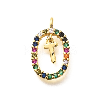 Brass Micro Pave Cubic Zirconia Pendants ZIRC-P123-01G-T02-1
