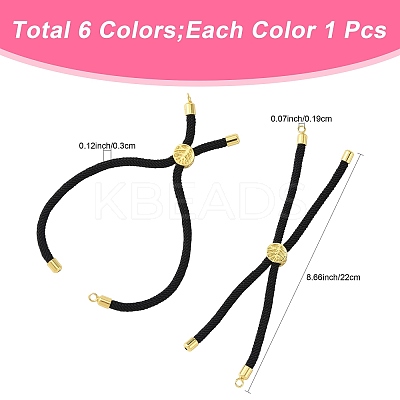 6Pcs 6 Colors Nylon Cords Bracelet Makings Fit for Connector Charms AJEW-FS0001-39-1