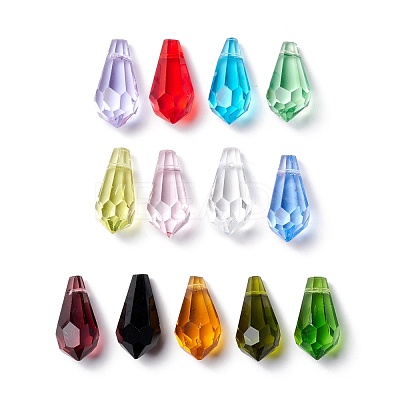 Faceted Transparent A5 Glass Pendants GLAA-D003-03-1
