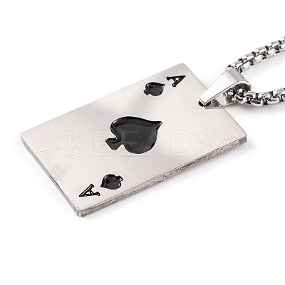 Poker 201 Stainless Steel Pendant Necklaces LS-NJEW-F320-03P-02-1