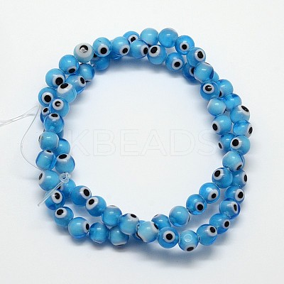 Handmade Evil Eye Lampwork Round Bead Strands LAMP-L055-8mm-05-1