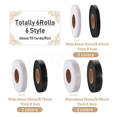 6Rolls 6 Style Non-woven Fabrics Polyamide Double-sided Hot Melt Adhesive Film DIY-CD0001-43-1