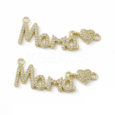 Rack Plating Brass Micro Pave Clear Cubic Zirconia Connector Charms ZIRC-F130-13G-1