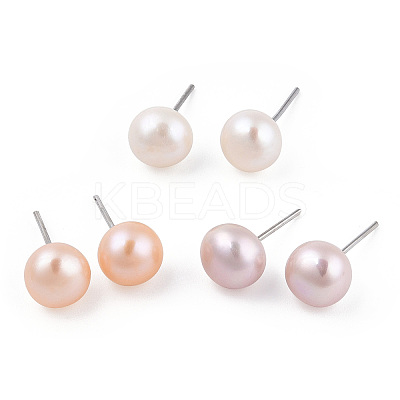 Natural Pearl Stud Earrings PEAR-N020-07C-1
