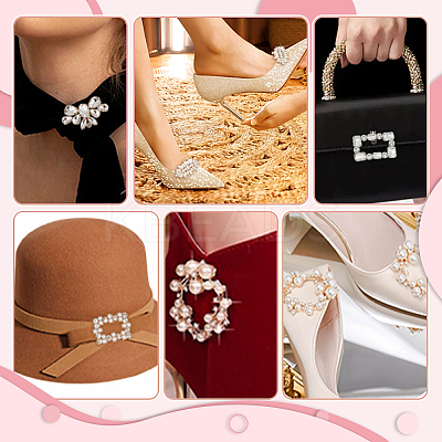 4Pcs 2 Colors Wreath Plastic Imitation Pearl Shoe Decoration AJEW-PH0011-48-1