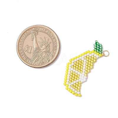 Glass Seed Beaded Lemon Pendants PALLOY-MZ00814-02-1