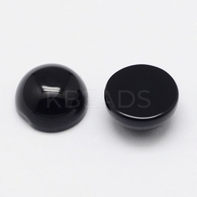 Natural Dyed & Heated Black Agate Cabochons X-G-F313-01-10mm-1