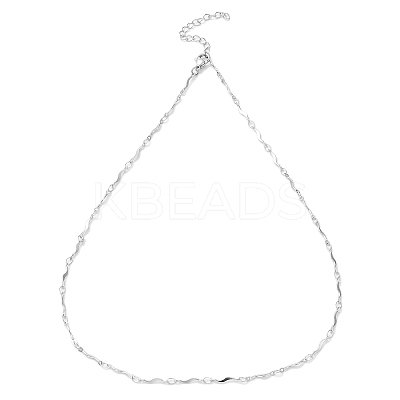 Non-Tarnish 304 Stainless Steel Wave Bar Link Chain Necklaces NJEW-K249-17P-1