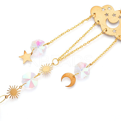 Faceted Glass Sun Catcher Pendant Decorations AJEW-A037-12G-1