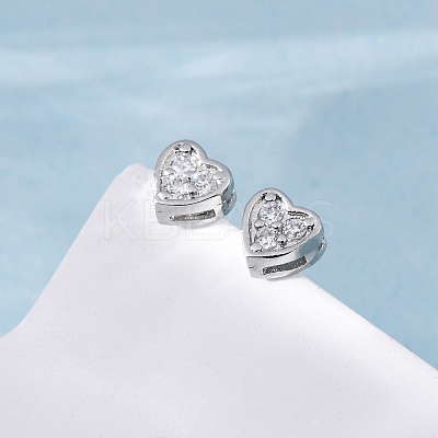 Clear Cubic Zirconia Heart Stud Earrings EJEW-K093-24P-1
