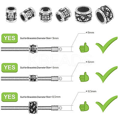 9Pcs 3 Styles Halloween Stainless Steel Beads STAS-UN0059-63-1