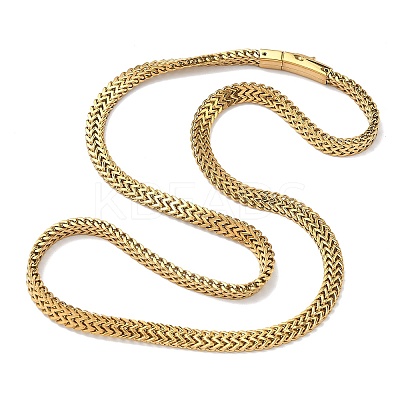 6MM 304 Stainless Steel Wheat Chain Necklaces for Women NJEW-G193-03G-1