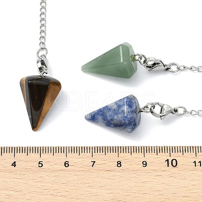 Cone Natural Gemstone Pointed Dowsing Pendulums HJEW-JM04866-1