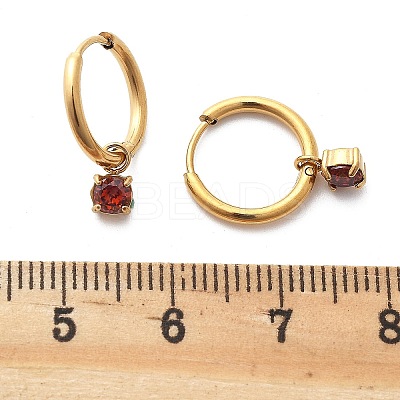 Ion Plating(IP) 304 Stainless Steel Micro Pave Cubic Zirconia Hoop Earrings STAS-R004-02G-01-1