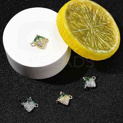 4Pcs 2 Colors Brass Pave Cubic Zirconia Fruit Connector Charms KK-FS0001-73A-1