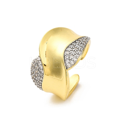 Brass Micro Pave Cubic Zirconia Adjustable Cuff Rings for Women RJEW-U053-08G-1