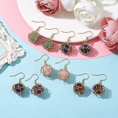 Natural Mixed Gemstone Dangle Earrings EJEW-JE05659-01-1