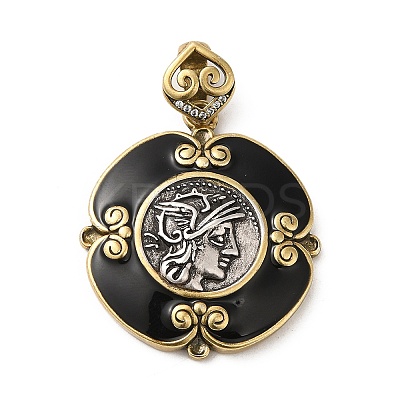Brass with Cubic Zirconia & Enamel Pendants KK-Z033-06AS-1
