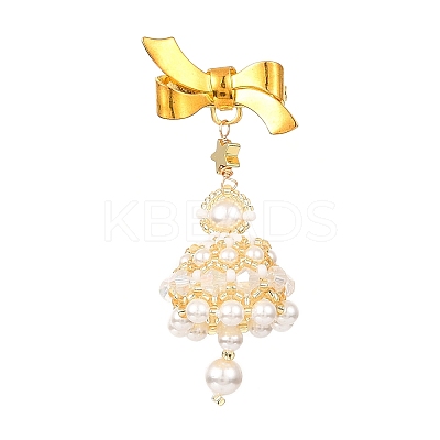 Shell Pearl Beaded Bell Pendant Brooch JEWB-MZ00002-1