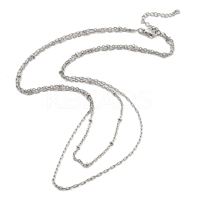 Brass Double Layer Necklaces NJEW-D302-51P-1