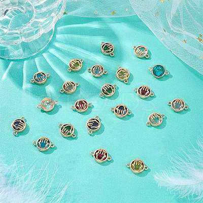 32Pcs 7 colors Glass Connector Charms GLAA-AR0001-29-1