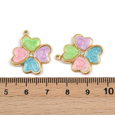 304 Stainless Steel Rhinestone Pendants STAS-P410-14G-1