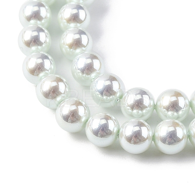 UV Plating Pearlized Glass Pearl Beads Strands GLAA-F128-01A-T13-1