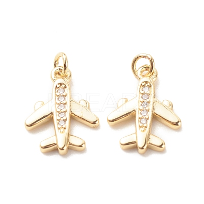 Brass Micro Pave Clear Cubic Zirconia Pendants ZIRC-P099-06G-1